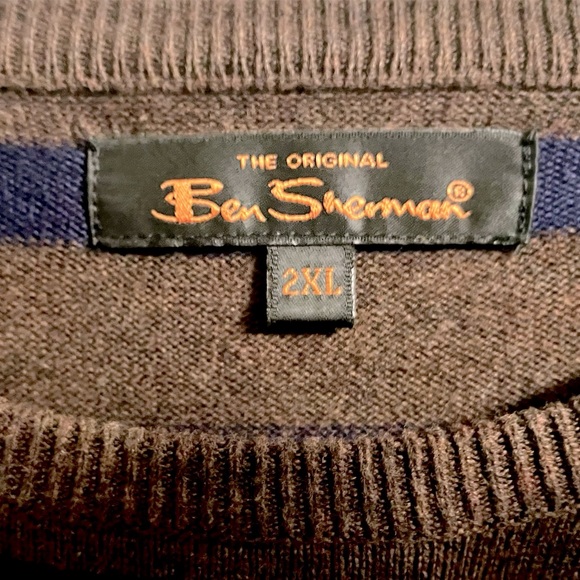 NWOT Rare Vintage Ben Sherman Blue and Brown Striped Sweater. Men’s Size 2XL - Picture 4 of 6